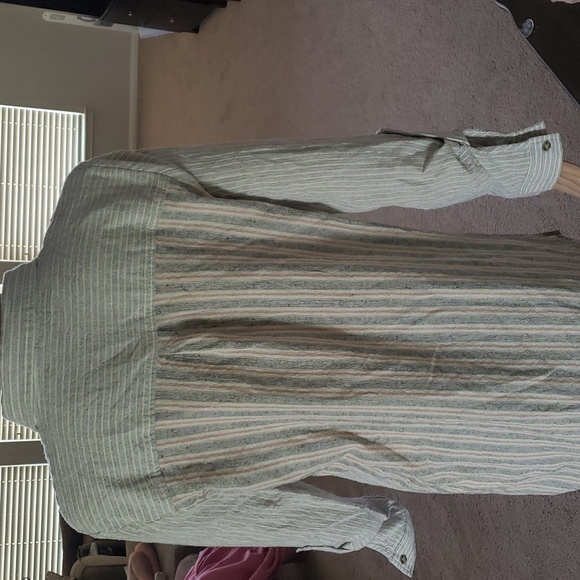 Mystree L breezy cotton tunic interesting contrasted stripes button tab sleeves - Picture 7 of 10